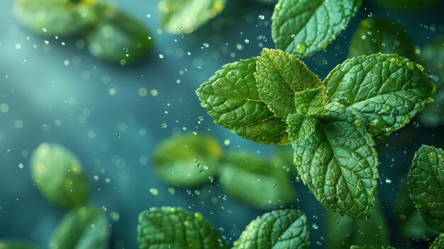 Un elemento per rinfrescanti o detergenti che dà un aroma di mentolo Flusso d'aria dalle foglie di menta Illustrazione moderna