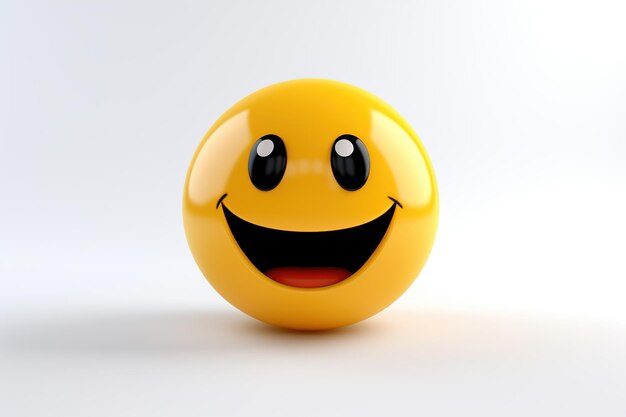 Un emoji sorridente creato in 3D su uno sfondo bianco leggermente sfocato Generative Ai
