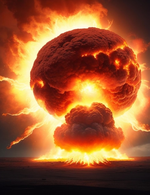 Un'enorme palla di fuoco che erutta dal suolo mandando onde d'urto di energia in tutte le direzioni.