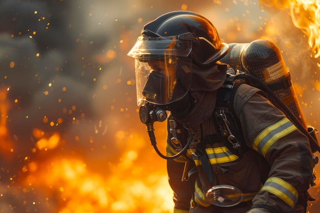 Un eroico vigile del fuoco salva la giornata spegnendo un inferno in fiamme in piena marcia.