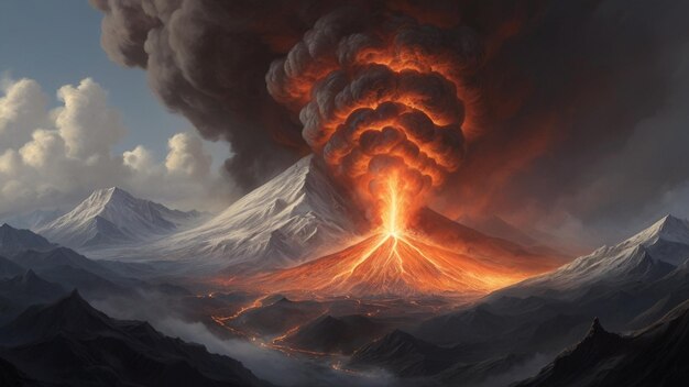 Un'eruzione di montagna