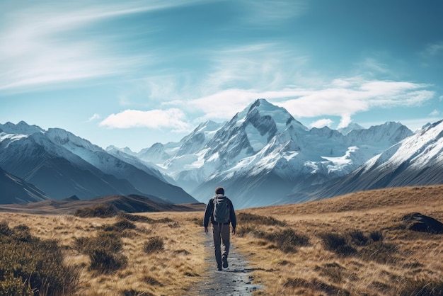 un escursionista che esplora un sentiero panoramico di montagna