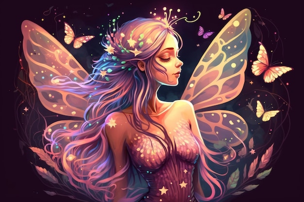 Un esempio è The Butterfly Fairy Fantastic Realistic Design Design dello sfondo
