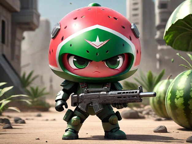 un esercito di angry watermelon con una pistola 3D