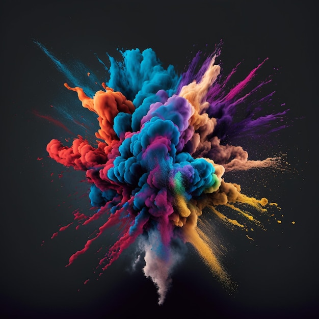 Un'esplosione colorata di polvere su sfondo nero