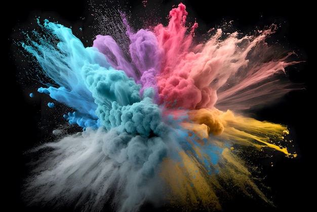 Un'esplosione di colori arcobaleno su uno sfondo bianco