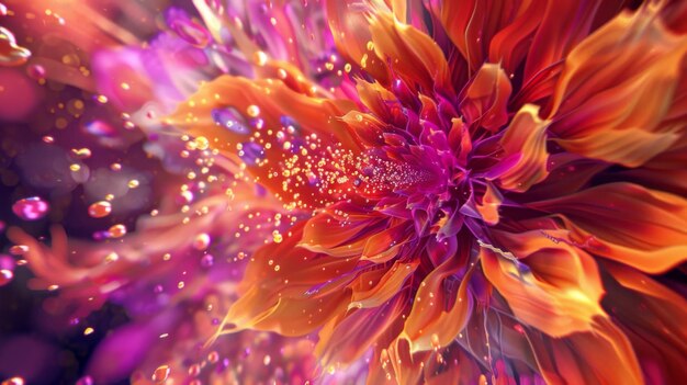 Un'esplosione di petali luminosi che esplodono in una danza psichedelica ipnotizzante.