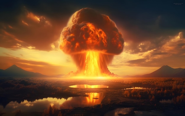 Un'esplosione nucleare è mostrata in questa immagine dal videogioco.