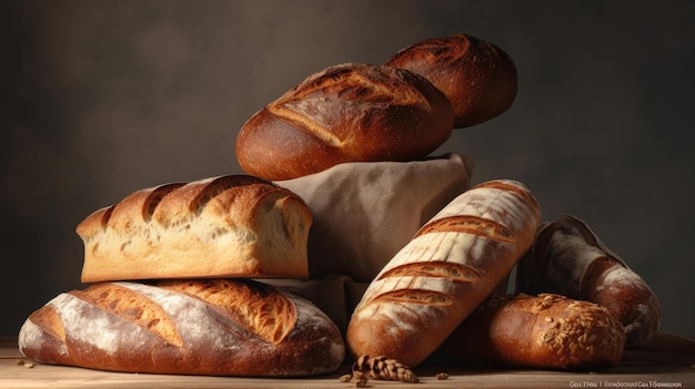 Un'esposizione di pani dell'azienda del pane.