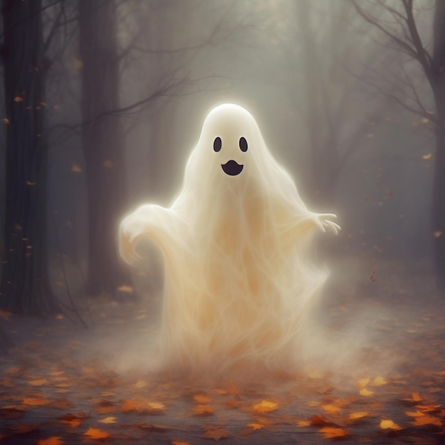 Un fantasma dal naso nero si trova in una foresta.