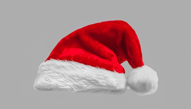 Un festoso cappello da Babbo Natale rosso e bianco isolato su sfondo bianco