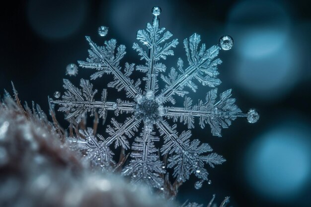 Un fiocco di neve al buio con la parola neve sopra.