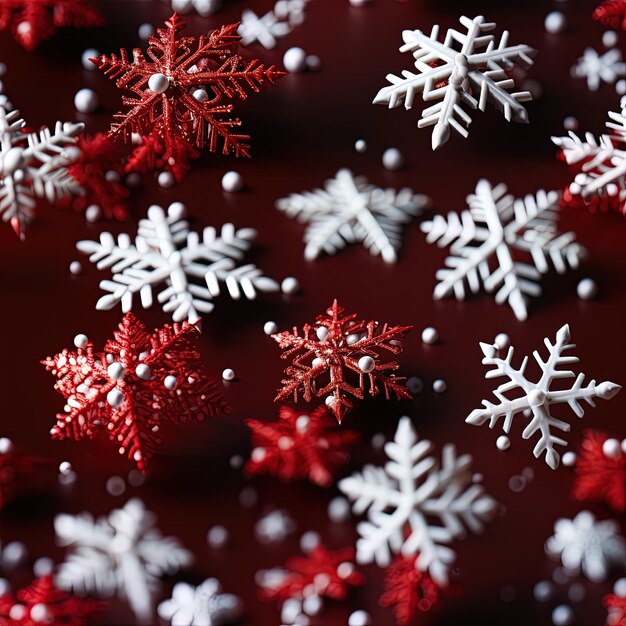 un fiocco di neve rosso e bianco è visualizzato su uno sfondo rosso