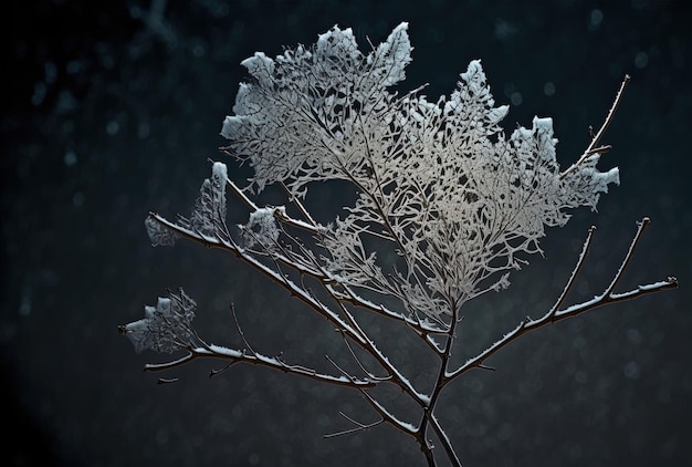 Un fiocco di neve solitario con rami