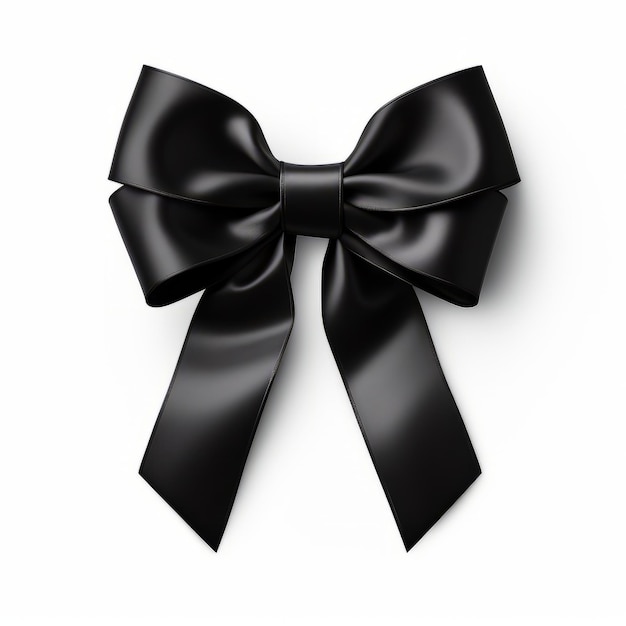 un fiocco regalo nero isolato su uno sfondo bianco puro