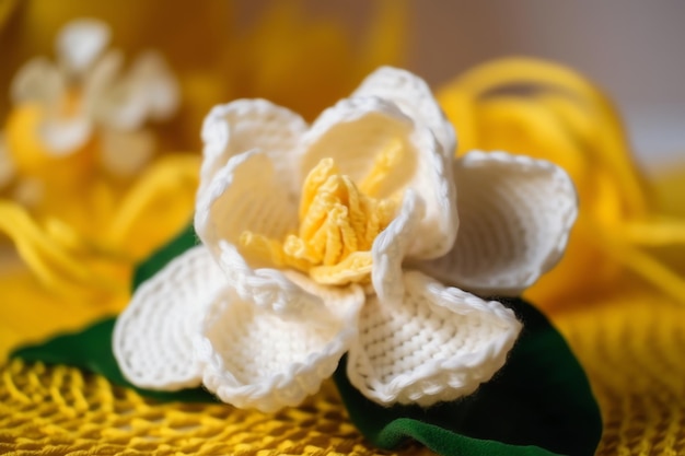 Un fiore all'uncinetto realizzato dall'azienda di fiori all'uncinetto