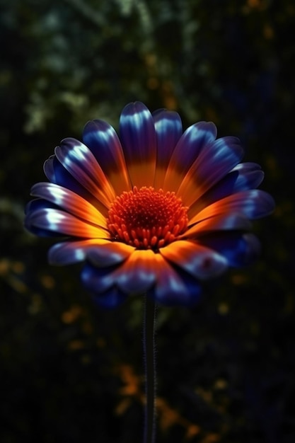 Un fiore arancione e blu