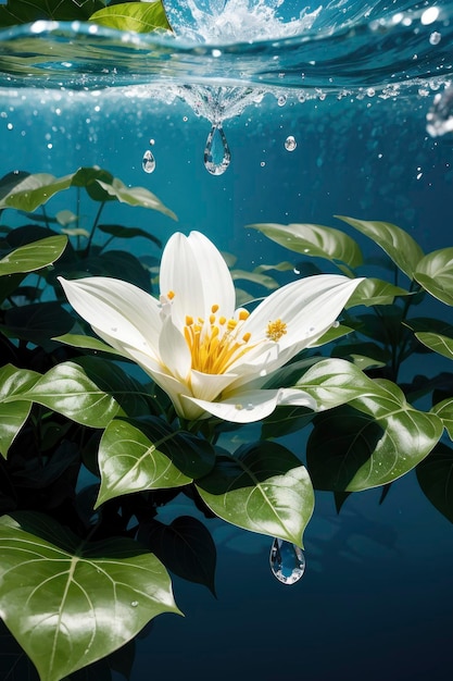 un fiore bianco che galleggia in uno stagno d'acqua