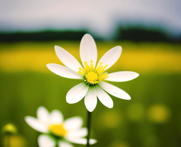 Un fiore bianco con centro giallo