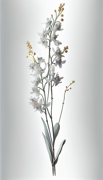 Un fiore bianco con fiori gialli è in un vaso.