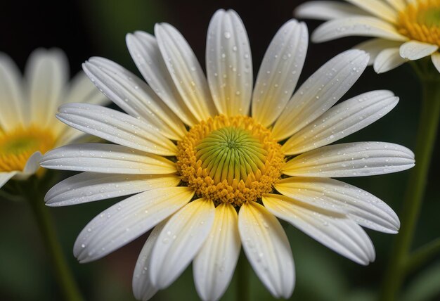 un fiore bianco con gocce d'acqua su di esso