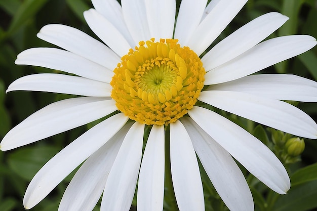 Un fiore bianco con il centro giallo e un centro giallo