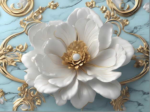 un fiore bianco con sopra una perla