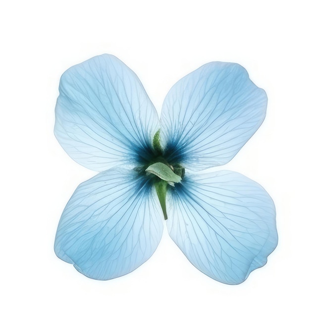 Un fiore blu con uno stelo verde