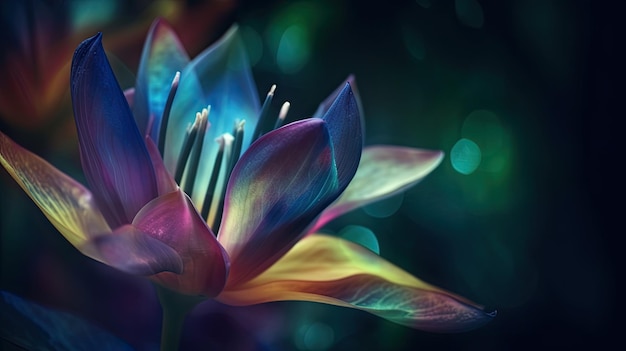 Un fiore colorato con uno sfondo scuro