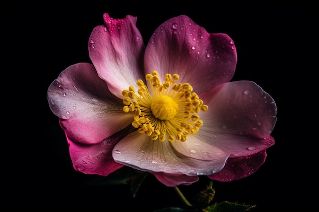 Un fiore con un centro giallo