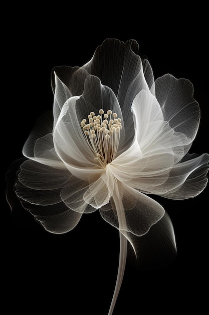 Un fiore con uno sfondo nero e un fiore bianco con sopra la scritta love.