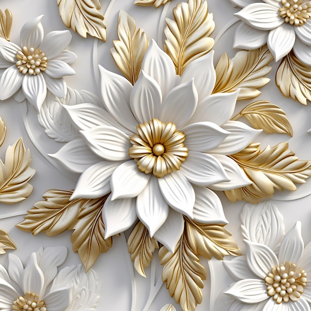 un fiore d'oro con petali bianchi e un fiore giallo