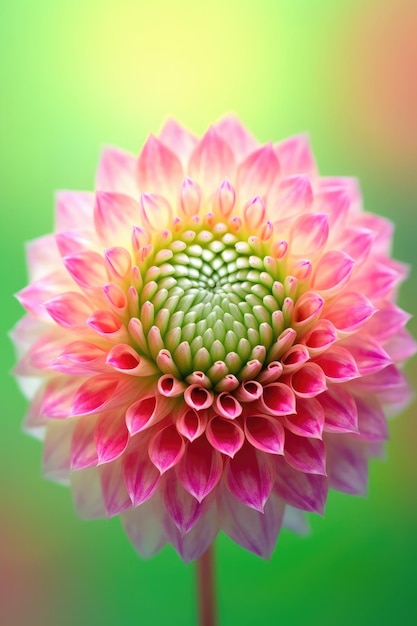 Un fiore di dalia rosa su sfondo verde è stato potenziato dall'IA generativa