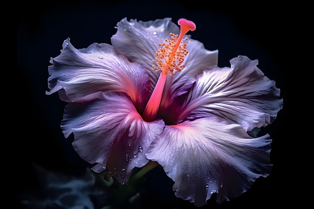 Un fiore di ibisco con un centro rosa