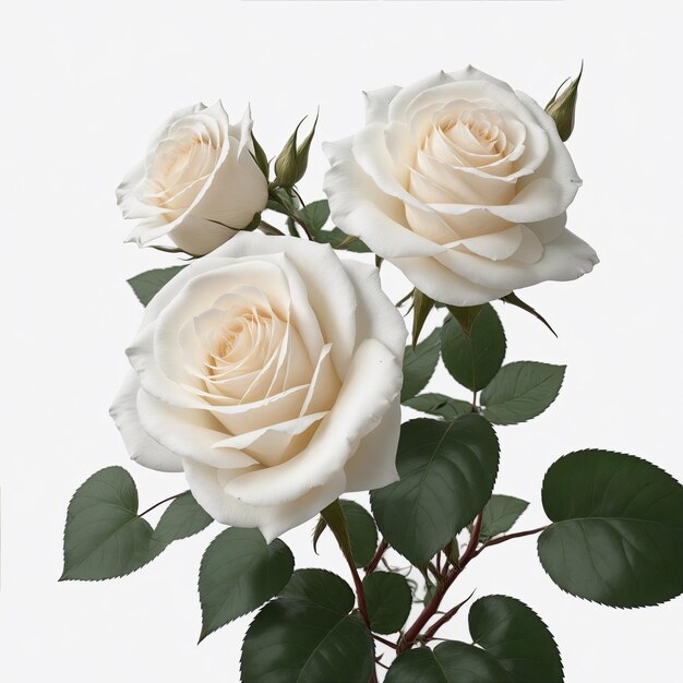 un fiore di rosa bianca isolato su uno sfondo bianco ai generativo perfetto