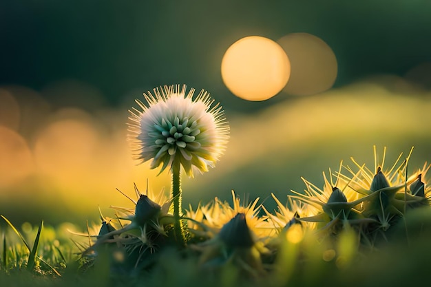 Un fiore di tarassaco alla luce del sole