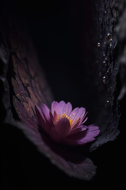 Un fiore in uno sfondo nero