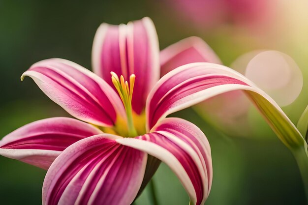 Un fiore rosa con il centro giallo è il nome del nome del fiore.