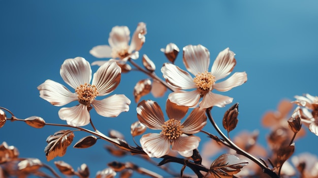 un fiore rosa con sfondo blu