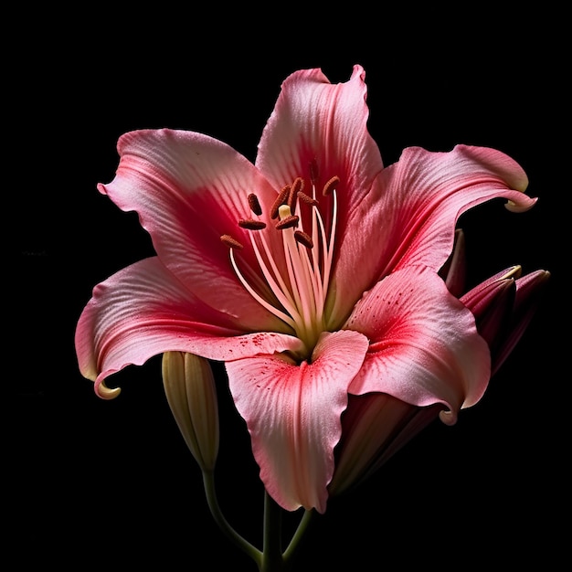 Un fiore rosa con sopra la parola giglio