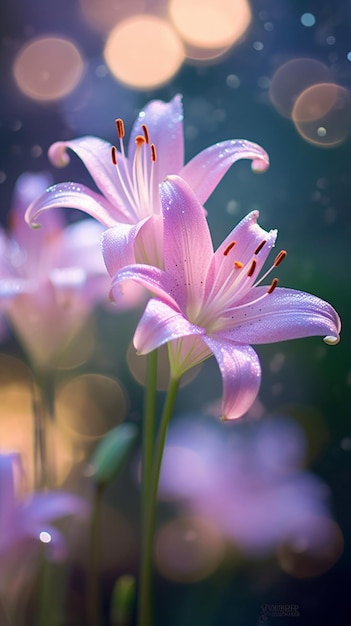 Un fiore rosa con sopra la parola giglio