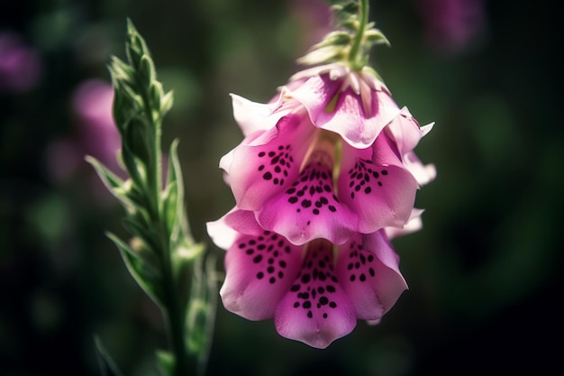 Un fiore rosa con sopra la parola volpe