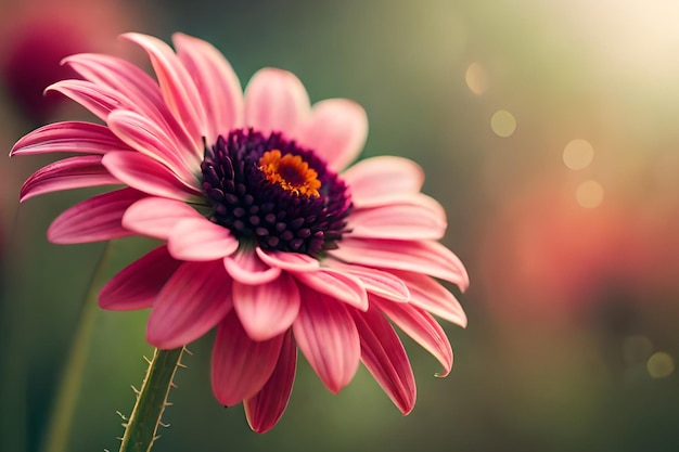 Un fiore rosa con un centro viola