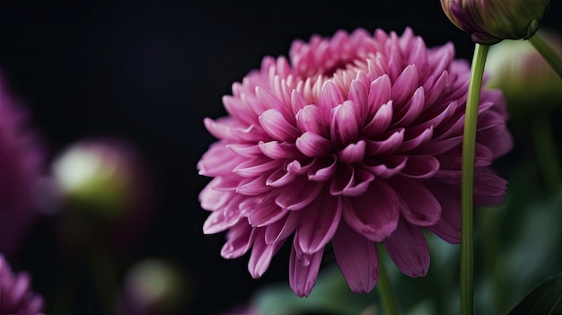 Un fiore rosa con uno sfondo nero