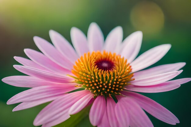 Un fiore rosa e giallo con un centro giallo.