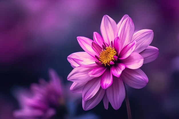 un fiore rosa sullo sfondo viola sfocato