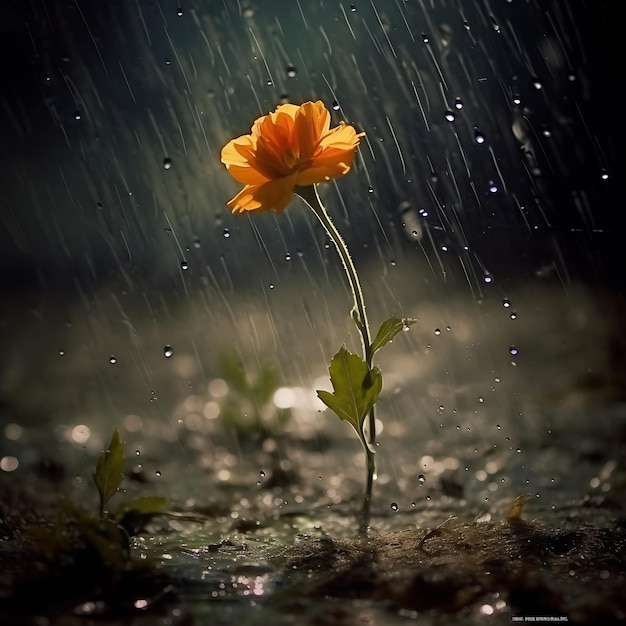 Un fiore sotto la pioggia è sotto la piovra