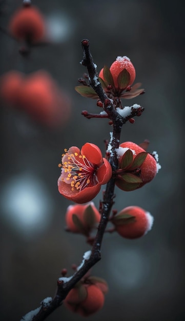 Un fiore su un albero nelle montagne della Cina.