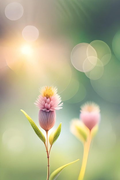 Un fiore su uno sfondo sfocato con uno sfondo sfocato