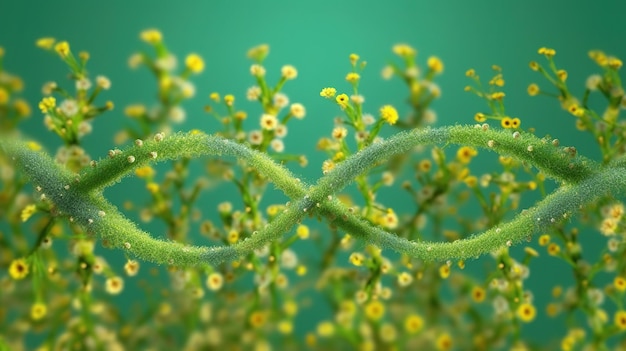 Un fiore verde con al centro la parola infinito